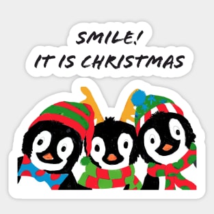 Smile It is Christmas! Penguin friends wish you a merry Christmas! Sticker